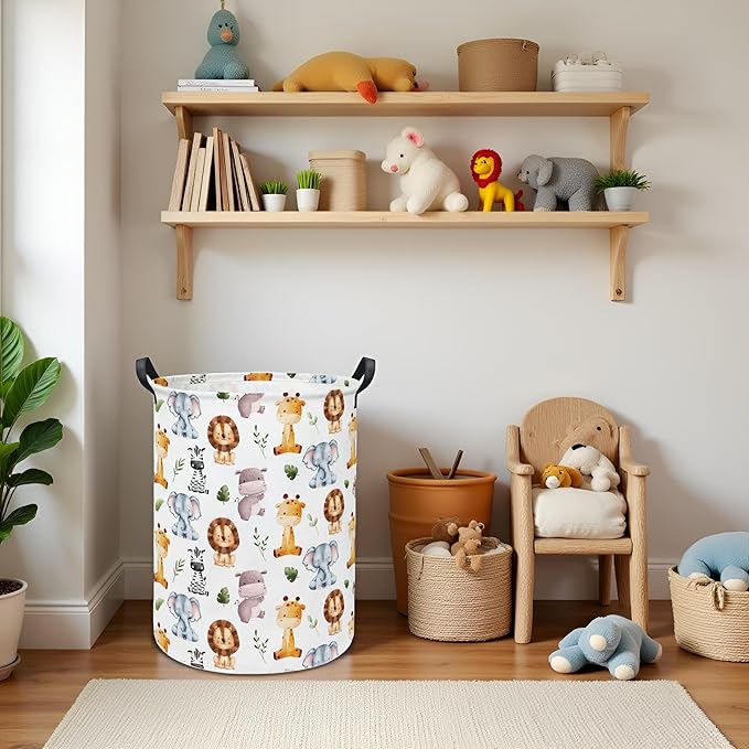 Baby Laundry Hamper kids laundry Basket Waterproof Storage Bin for Bedroom Toy Clothes Organizer Basket Woodland Animals Room Décor(Cute Animals)