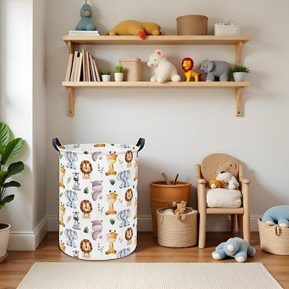 Baby Laundry Hamper kids laundry Basket Waterproof Storage Bin for Bedroom Toy Clothes Organizer Basket Woodland Animals Room Décor(Cute Animals)