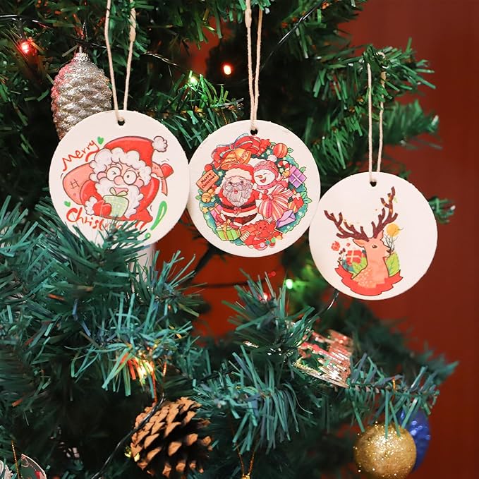 3 Pcs Biodegradable Wood Pulp Cellulose Compressed Cleaning Sponge Premium Kitchen Dishwashing Sponge Hanging Decorations for Christmas Tree Decorations, Kitchen, Bathroom and Surface Cleaning