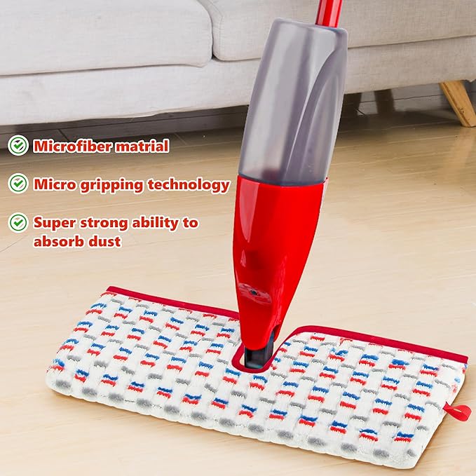 8 Pack Mop Refill Pads Compatible with O-Cedar ProMist MAX Spray Mop Reusable Pads Refills Microfiber Replacement Heads Dry Wet Use Double Sided Machine Washable for All Surface Floor Cleaning