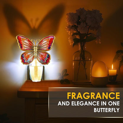 Hohean Wall Fragrance Plug in Compatible with Bath and Body Works WallFlower, Scent Diffuser with Night Light, ETL Certified, Long Lasting Scented Warmer Diffuser Home Office (Red Butterfly)
