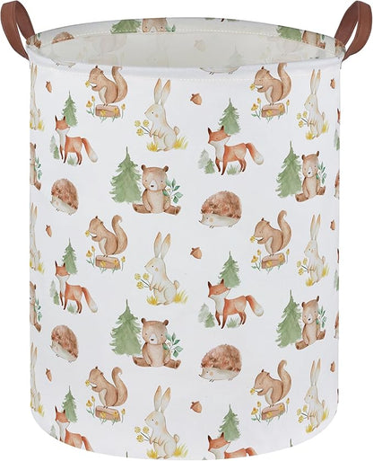 Kids Laundry Basket Animal Hamper for Nursery Woodland Hamper Cute Kids Storage Bin Organizer Room Decor for Home(Tree animal)