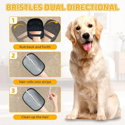 Pet Hair Removal Glove for Dogs & Cats, 2025 Newly Upgraded Five-Finger Electrostatic Pet Hair Gloves, Pet Hair Remover Tool for Clothing, Couch, Carpet, Car Seat（1 Pack Black）