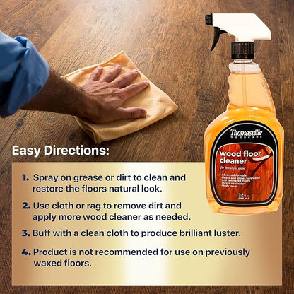 Thomasville WOOD FLOOR CLEANER – Use on Hardwood, Laminated or Faux Finished Floors. Shine Restorer Protector, Surface Cleaner House Cleaning Supplies Home Improvement, Natural Look, Cuts Grease