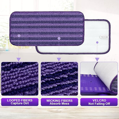 Updated & Innovative Cationic Mop Pads for Swiffer Wet Jet and Most Velcro 10" 11" 12" Spray Mops, Reusable Swiffer Wet Jet Mop Pads Replacement
