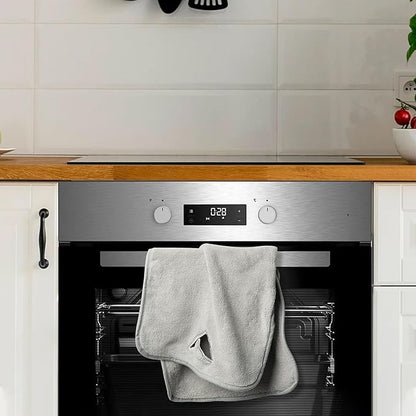 R HORSE 8Pcs Hanging Hand Towel with Loop, Grey Absorbent Coral Fleece Bathroom Hand Towel, Soft Thick Dish Cloth Decorative Quick Drying Dish Cloth, Washcloth for Kitchen Bathroom