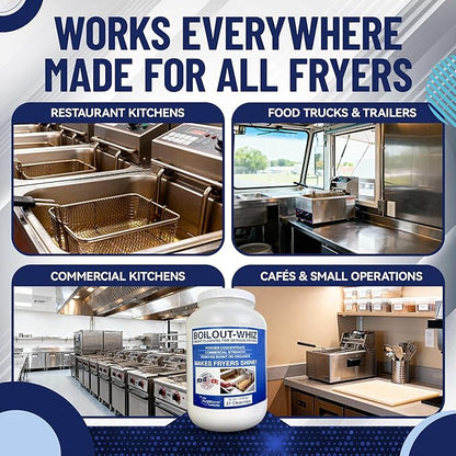 32LB Boil-Out Whiz Deep Fryer Cleaner - Degreaser Powder for Commercial Kitchen Cleaning Oil Saver - Deep Fryer Pot & Coil Safe - Extend Oil Life, Save Time & Energy - by FryOilSaver Co