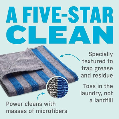 E-Cloth Range & Stovetop Cleaning Cloth, Reusable Premium Microfiber Cleaning Cloth, Ideal Oven & Glass Stove Top Cleaner, 100 Wash Guarantee, Blue & Gray, 2 Pack