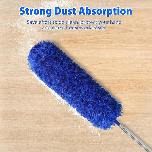 Duster with 80" Extension Pole for Cleaning, Bendable Duster Microfiber Head,Washable Cleaning Duster for Cobweb Cleaning,High Ceilings,Fan,Home,Furniture,Car