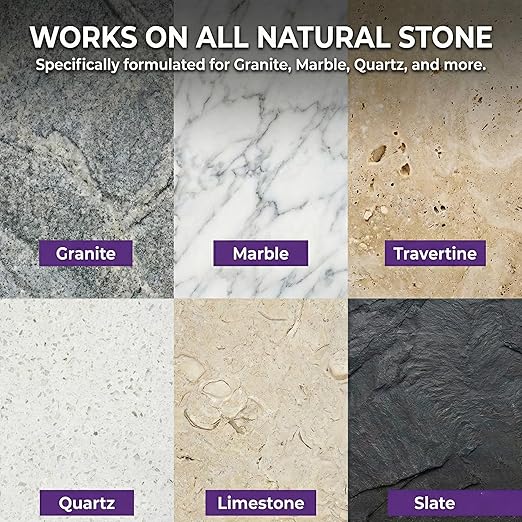 Meuvcol Granite Sealer & Protector Spray - 35 Oz Marble Sealer for Quartz, Quartzite, Stone, Granite Countertops - Prevents Water Spots & Oil Stains - Non-Toxic Stone Care for Kitchen, Bath & Shower