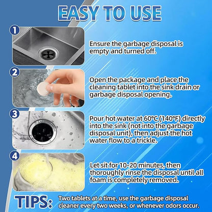 Garbage Disposal Cleaner and Deodorizer 50 Packs, Powerful Garbage Disposal Cleaner Tablets, 1 Year Supply For Kitchen Sink&Drain Clean, Home Cleaning Essentials