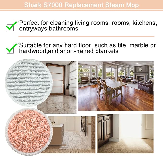 Eifrthe 10-Pack S7000 Replacement Steam Mop Pads,Compatible with Shark S7001 S7000AMZ, S7000 S7001TGT S7201 S7005 S7020 S8001 S8201 Series Steam Mop Pads,Steam & Scrub All-in-One Scrubbing Mop Pads