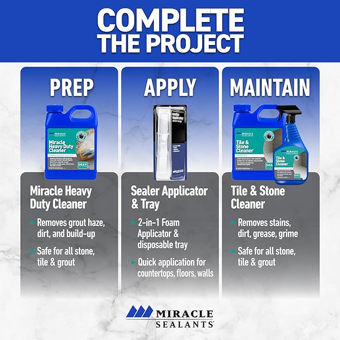 Miracle Sealants Tile & Stone Cleaner Concentrate for Natural Stone, Tile & Grout, pH Neutral, Quart, 6 Pack