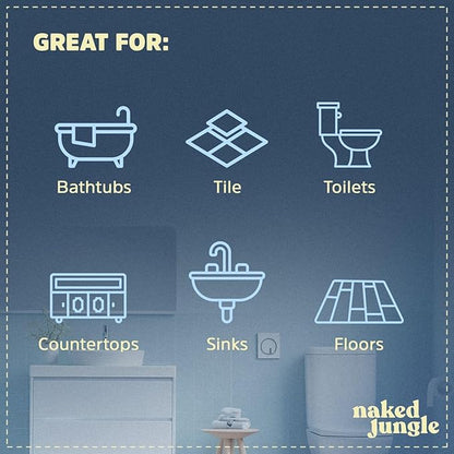 Naked Jungle Plant-Based Bathroom Cleaner and Deodorizer, Extra Strength Shower Cleaner Spray, Toilet Bowl Cleaner, Vegan Formula, No Artificial Fragrances, 24oz