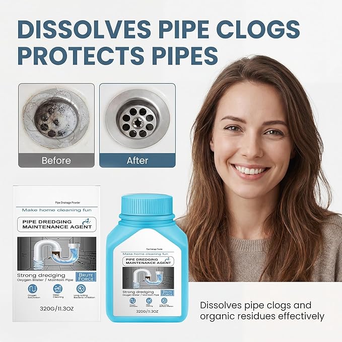 Drain Clog Remover Powerful Unclogging Sink Hair Cleaner, Sink Drain Cleaner for Kitchen Bathroom, Unclogging Solution for Pipes, Toilets & Showers Fast Acting Drains Unclogger (1PCS)
