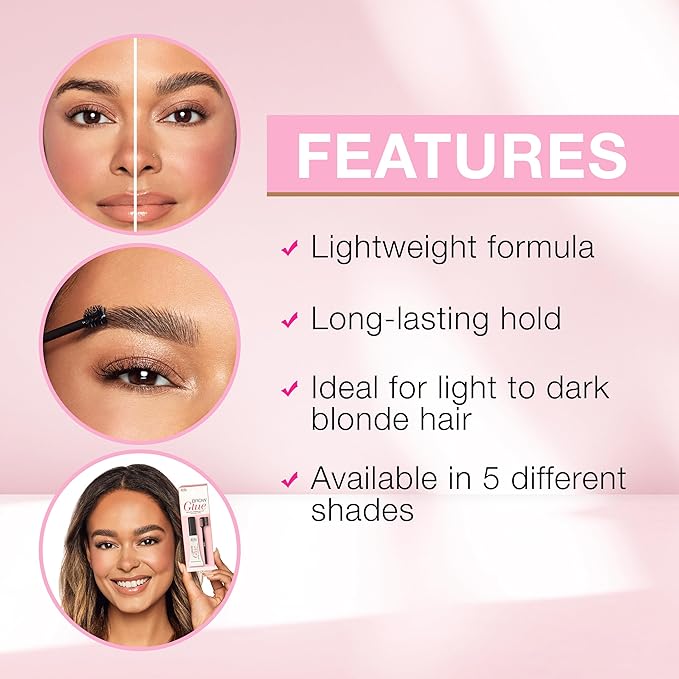 Ardell Brow Glue Taupe with Styling Brush – Tinted Eyebrow Gel for Lamination Lift, All-Day Extreme Hold Brow Gel for Defined & Fluffy Brows, 0.35 oz