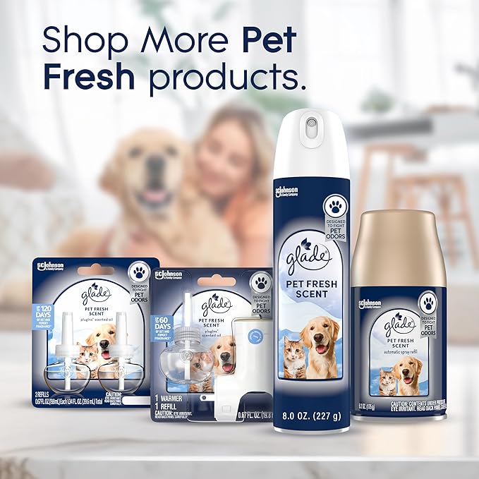 Glade Automatic Spray Refill Starter Kit, Pet Fresh Scent, Scented Air Freshener for Home and Bathroom, 6.2 Oz, 1 Holder + 1 Refill