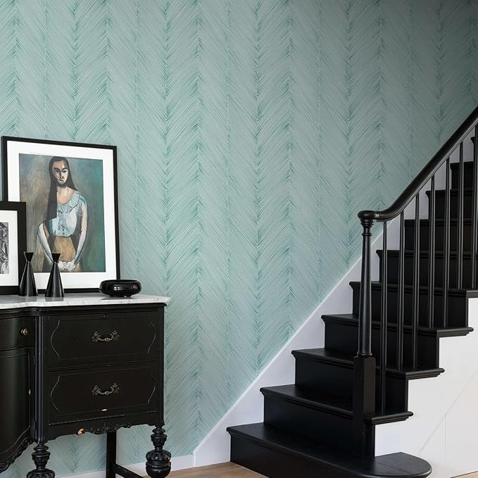 Modern Peel and Stick Wallpaper Boho Green Contact Paper 17.3"x 480" Self-Adhesive Waterproof Neutral Wallpaper Vinyl Roll for Bathroom Bedroom Cabinets Décor