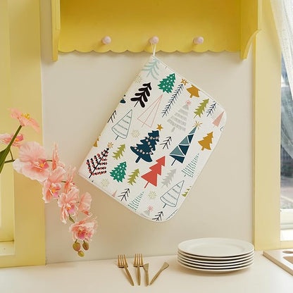 Christmas Dish Drying Mats 18x24 Inch Colorful Geometric Christmas Tree Drying Mats Xmas Winter Holiday Kitchen Decor Absorbent Drying Pad Rack Drainer Mats for Kitchen Dining Room Counter