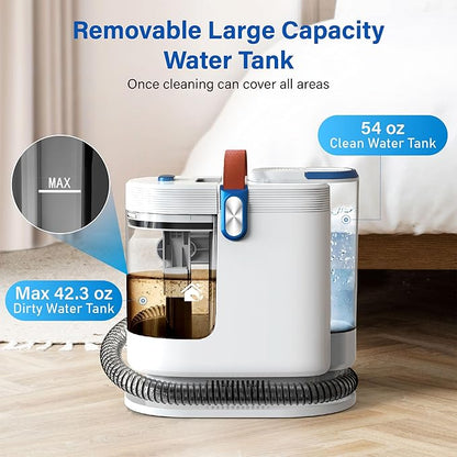 WURESE Portable Upholstery and Carpet Cleaner Machine, 15Kpa Spot Cleaner Deep Cleans Pet Stains, Couch Cleaner with 3 Tools and Self-Cleaning System for Area Rugs, Furniture, Stair, Car, Teal