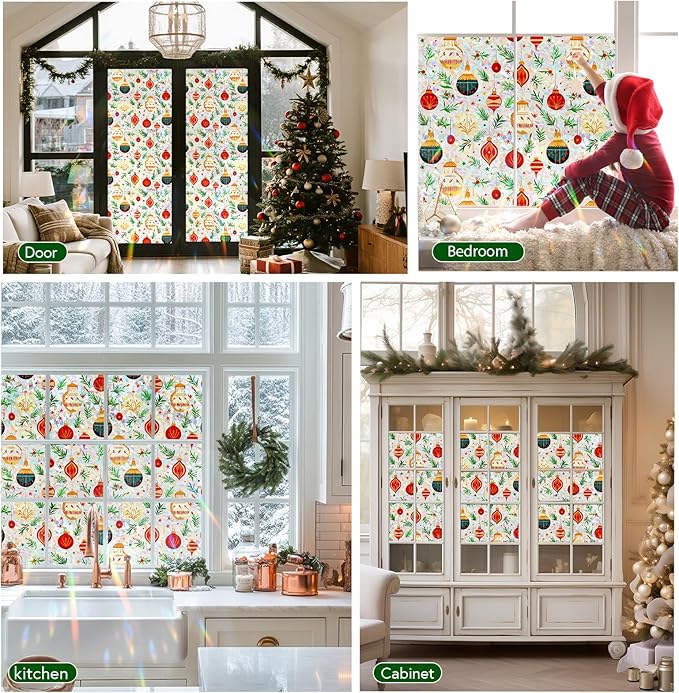 Rainbow Window Privacy Film,Heat Control,UV Blocking,Anti-Glare,Day & Night Privacy Protection & Decoration for Home, Bathroom,Glass Door,Static Cling,Renter-Friendly with Installation Tools