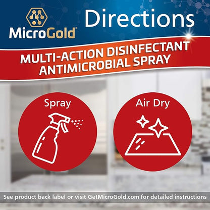 MicroGold Multi-Action Disinfectant Antimicrobial Spray Tested and Proven Effective to Kill the COVID-19 Virus, Kills 99.9% of Viruses and Bacteria, 24 Fluid Ounces, 3 Pack