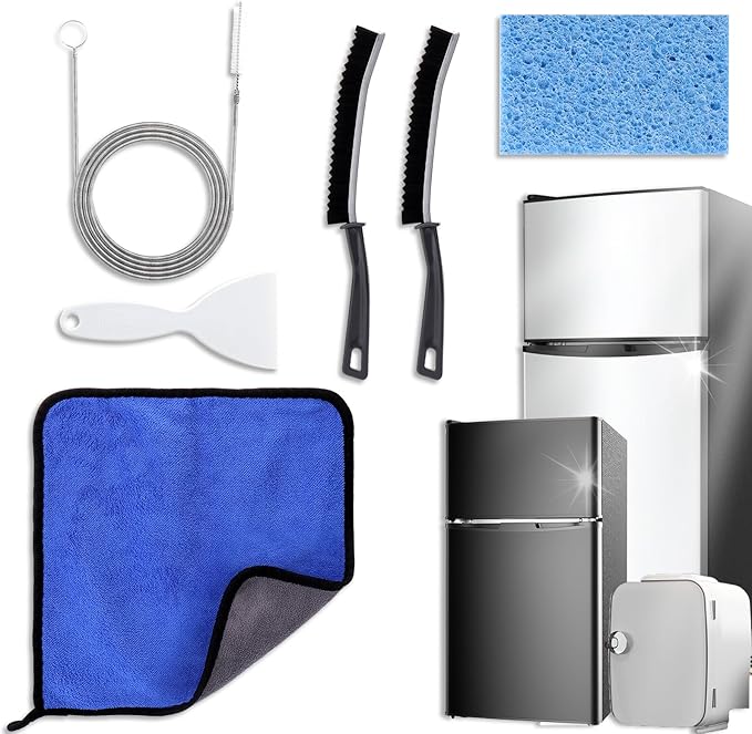XANGNIER 6PCS Refrigerator Cleaning Brush Set – Complete Deep Clean Kit for Fridge Maintenance, Including Drain Holes, Door Seals, Shelves & Tight Spaces – Flexible, Durable Household Cleaning Tools