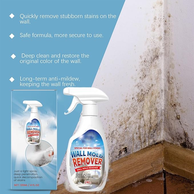 Highly Effective Removal Spray, 8.12 Fl.Oz Wall Cleaner Spray, 2026 New Multifunctional Cleaning Solution, Powerful Stain Remover for Wood, Tile, Fabric, Kitchen & Bathroom Surfaces (2PC)