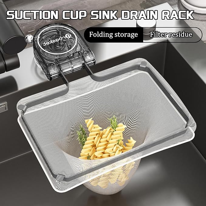 Botsparty Kitchen Sink Strainer Basket with Suction Cups,50 Replaceable Mesh Bags & Adjustable Design - Food Filter &Catcher for Veggies, Fruits, Dishes