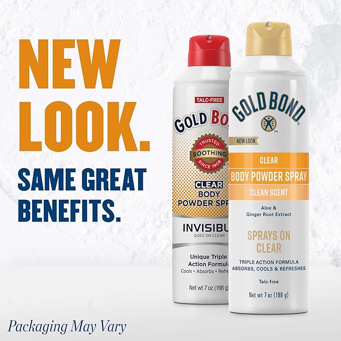 Gold Bond No Mess Clear Invisible Body Powder Spray, 7 oz., Absorbs Odor-Causing Sweat, Whole Body Deodorant Spray