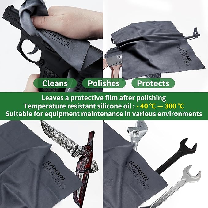 Silicon Gun Cloth 10Pack 12'' ×12'' Gun Cleaning Cloths Lint Free - Gun Cleaning Wipes with Silicon Gray Gun Cleaning Rags for Gun Cleaning/Polishing Silicon Rags