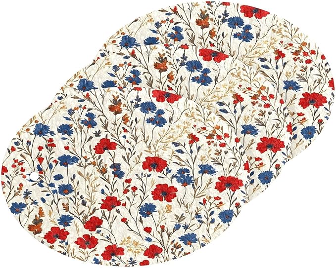 Red Blue Wildflowers Kitchen Scrub Sponges, Pop-up Kitchen Cleaning Sponges Reusable Dish Washing Sponges for Bathroom Household Cleaning 3 Pack - Non Scratch Scrubber