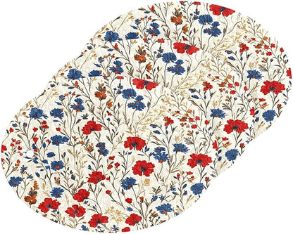 Red Blue Wildflowers Kitchen Scrub Sponges, Pop-up Kitchen Cleaning Sponges Reusable Dish Washing Sponges for Bathroom Household Cleaning 3 Pack - Non Scratch Scrubber