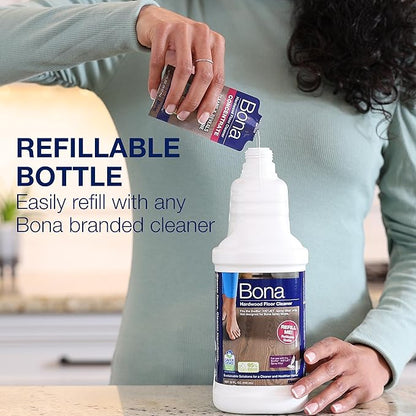 Bona Hardwood Floor Cleaner Bottle for use with Swiffer WETJET Spray Mop, Lavender Thyme Scent, makes 64 Fl Oz - Includes Filled Bottle + Concentrate Refill for Wood Floor Cleaning