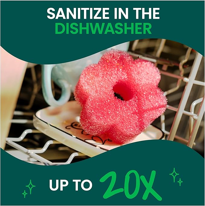 Scotch-Brite Flex Scrub, Pink, Non-Scratch Dish Sponge with Flexible Shape, Non- Scratch,1 Kitchen Sponge