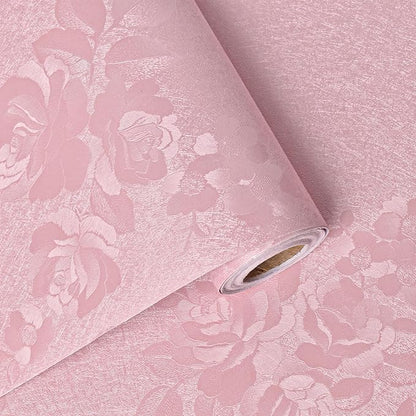 Pink Wallpaper Silk Embossed Floral Pink Contact Paper Peel and Stick Self Adhesive Wallpaper for Bedroom Kids Room Decor Nursery Textured Flower Contact Paper for Cabinets Liner 512inL 17.7inW