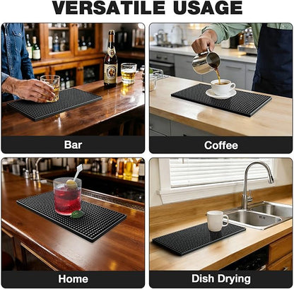 Facmogu 2PCS 12" x 6" Rubber Bar Mats, PVC Bar Service Mats for Cocktail Bartender, Spill Cup Pads Glass Whiskey Coffee Wine Tea Beer Coaster Placemats