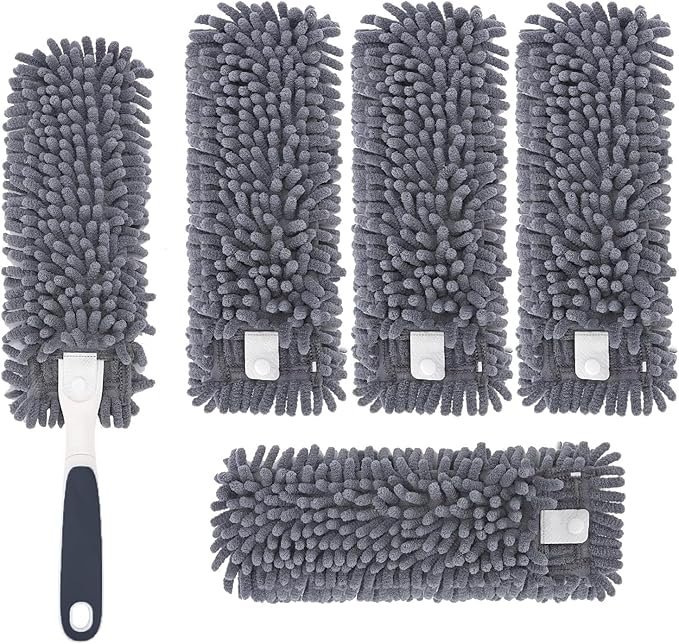 Reusable Microfiber Duster Refills Compatible with for MR.SIGA & OXO Duster- Washable Dusters Refill for MR.SIGA Lint Free Microfiber Duster for Cleaning, 4 Pack (Handle is Not Included)