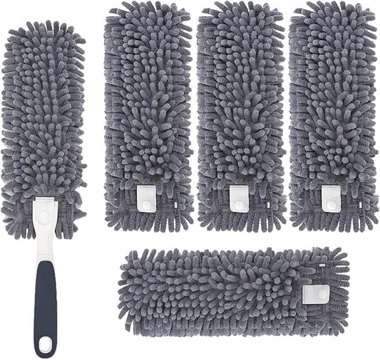 Reusable Microfiber Duster Refills Compatible with for MR.SIGA & OXO Duster- Washable Dusters Refill for MR.SIGA Lint Free Microfiber Duster for Cleaning, 4 Pack (Handle is Not Included)