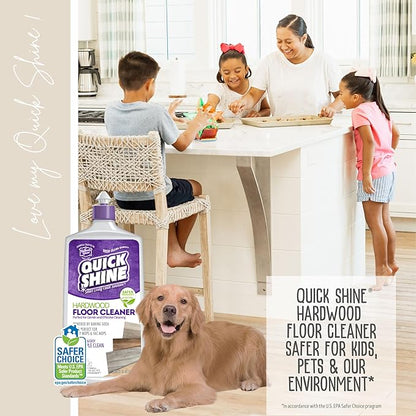 Quick Shine Hardwood Floor Cleaner 27oz| Use in Spray & Vac Mops| Removes Dirt & Scuff Marks| Ready-to-Use, Streak Free, No Rinse| Safer Choice Cleaner| Perfect for Gentle and Effective Cleaning