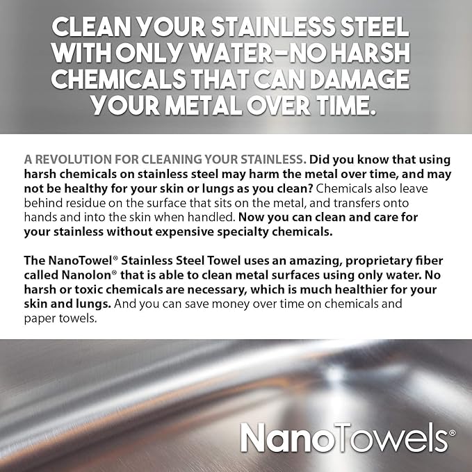 Stainless Steel Cleaner | The Amazing Chemical Free Stainless Steel Cleaning Reusable Wipe Cloth | Kid & Pet Safe | 7x16 (1 pc)