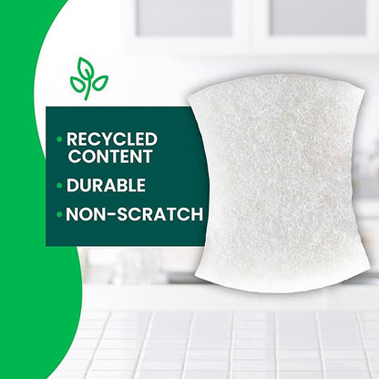 Scotch-Brite Greener Clean Non-Scratch Scrub Sponge, Sponge for Washing Dishes, Cleaning Kitchen, Superior Performance and Made with Sustainable Materials, Dishwasher Safe, 12 Scrub Sponges