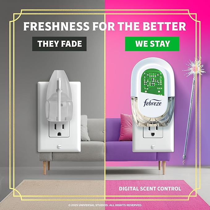 Febreze Plug-In Air Freshener, “Wicked: For Good” Limited Edition Odor-Fighting Scented Oil Refill, Home, Bathroom & Kitchen Use, Long Lasting, Beautifical Blossom, 2 Count