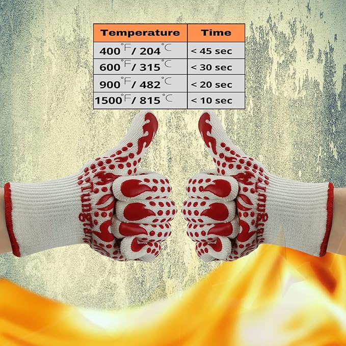Ove Gloves mit BBQ Heat Proof Oven Mitts 11Inch 1472℉ guantes para Caliente Grill Proof Heat for Men Women BBQ Gloves Bake Gift Set Cooking Gloves for Cooking Grilling Baking Welding (White Red)