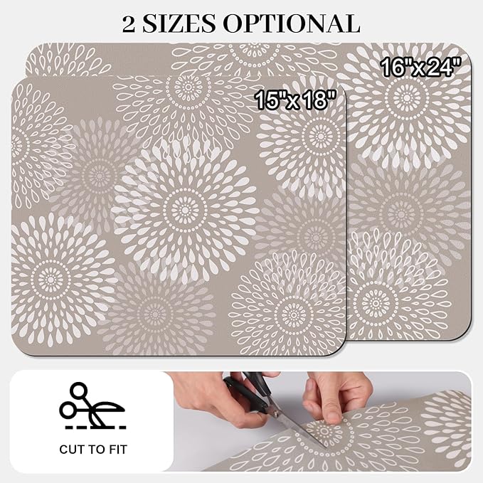 LuxStep Dish Drying Mat Super Absorbent Kitchen Counter Mat Rubber Backing Draining Mat Easy to Clean Kitchen Accessories Dish Rack Pad for Dishes, Utensils, Countertops, Sinks 16" x 24" Khaki