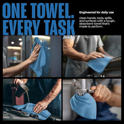 Utopia Towels Cotton Shop Towels 12x14 Inch, 100 Pack Soft, Absorbent Reusable Cotton Rags, Durable and Multipurpose Cleaning Shop Towel for Auto, Garage, Bar, & Home Cleaning (Blue)