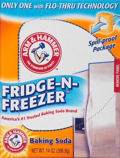 Arm & Hammer Baking Soda Fridge-n-Freezer Odor Absorber, Orange 14 oz, Pack of 24