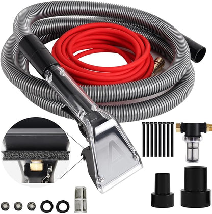 【Upgrade Hard Bristle Brush】Better Extractor Hose Kit for Shop Vac, with 10FT Hoses and 25 FTWater Pipes, Thick transparent shell, Turns Vacuum Cleaner into Carpet Cleaning Machine,2-Year Warranty