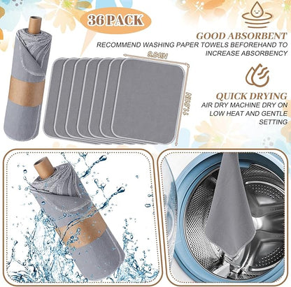 36 Pack Vintage Reusable Cleaning Cloths Washable Cotton Kitchen Towels for Home (Gray)