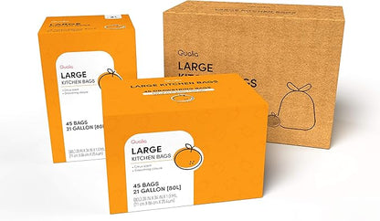 QUALIAZERO CITRUS SCENTED 21 Gal / 80 Liter | Drawstring Closure Trash Bag | Heavy Duty (CITRUS, 90 BAGS), WHITE, (L10001C)